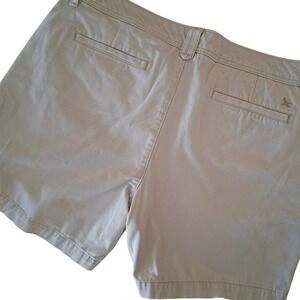 Eddie Bauer Chino Shorts Women 12 Khaki Excellent Legend Wash Slightly Curved